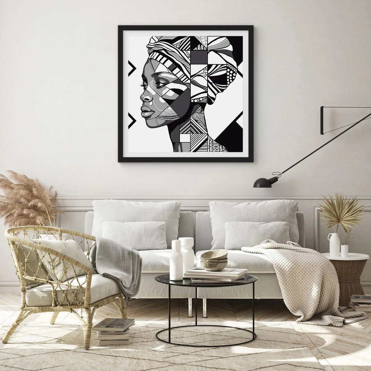 Poster în ramă neagră - Portret etnic - 50x50 cm