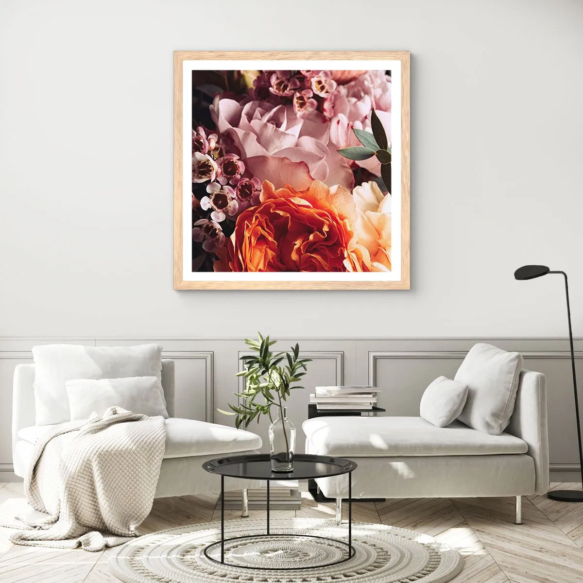 Poster în ramă de stejar deschis - Înghesuite în frumusețe - 40x40 cm
