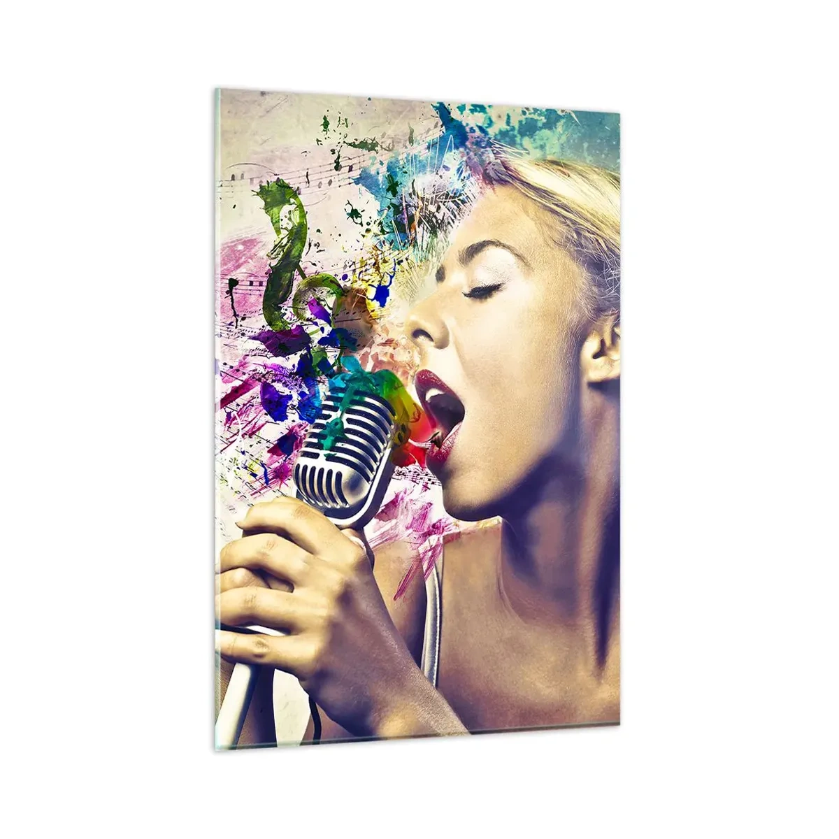 Tablou pe sticlă - Pictează lumea cu vocea ta - 80x120 cm