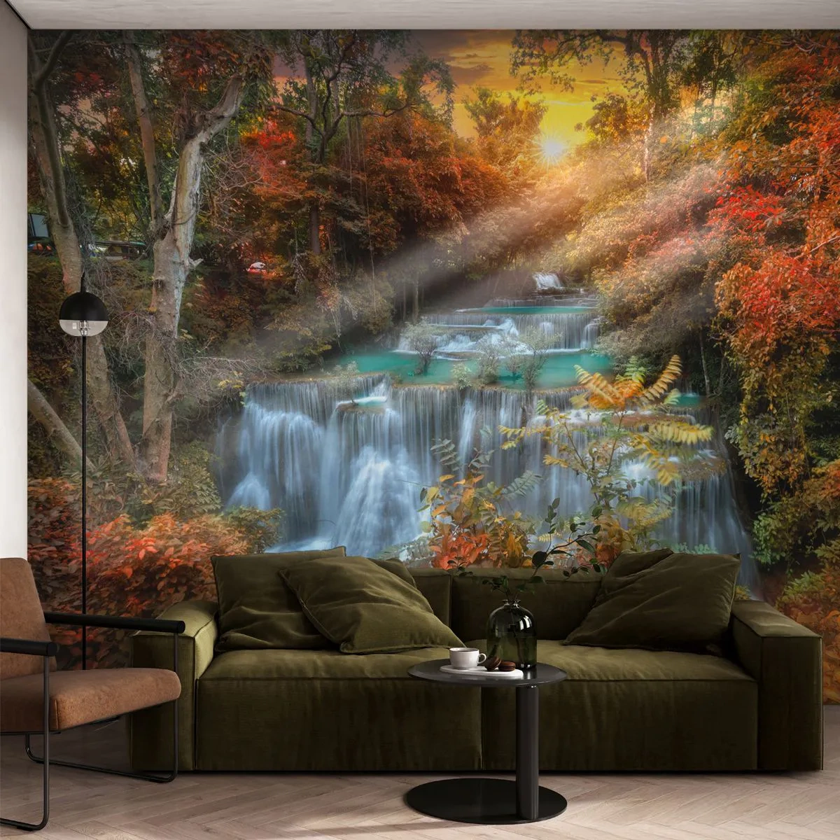 Tapet Standard Eco - Comoara ascunsă a pădurii - Peisaj, Cascadă, pădure - 400x280 cm