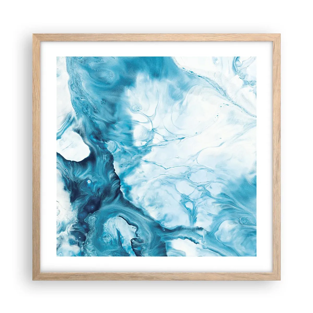Poster în ramă de stejar deschis - Concert de nuanțe de albastru - 50x50 cm