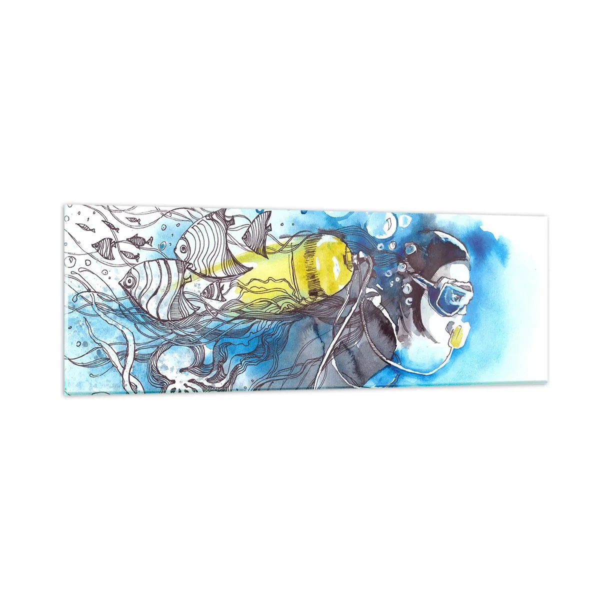 Tablou pe sticlă - Marele albastru - 90x30 cm