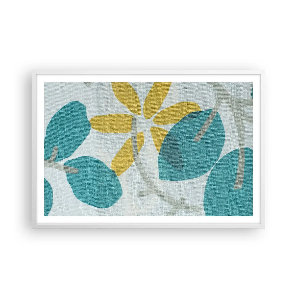 Poster în ramă albă - Printre frunzele de azur - 91x61 cm
