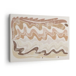 Tablou pe pânză Canvas - Linii abstracte ondulate în nuanțe de bej - 70x50cm - Energie bună - emoții bune - Decorațiune modernă pentru perete pentru living și dormitor ARTTOR