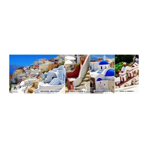Mostră de Tapet Standard Eco - Visând la o vară grecească - Arhitectură, Peisaj, Santorini - 100x30 cm