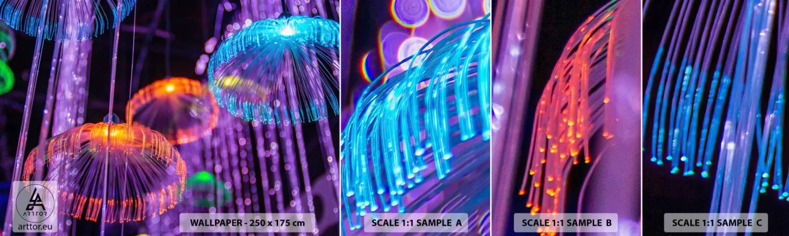 Mostră de Tapet Standard Eco - Fântână de lumină - Neon, Lumini, Luminanță - 100x30 cm