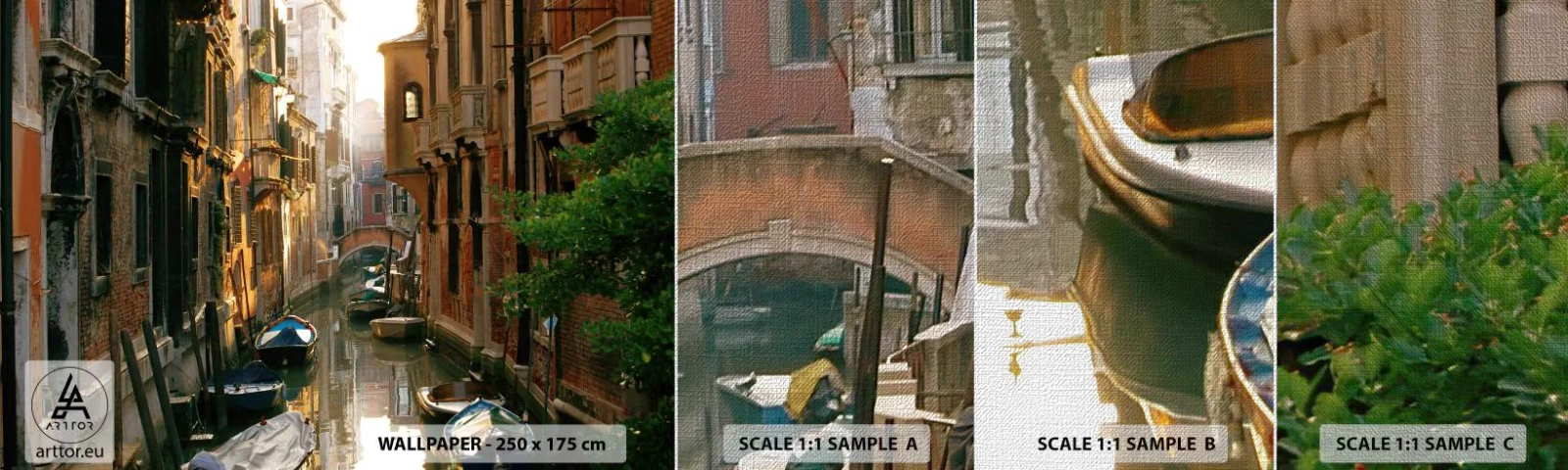 Mostră tapet Premium Canvas - Pe o străduță venețiană - Peisaj, Arhitectură, Veneția - 100x30 cm