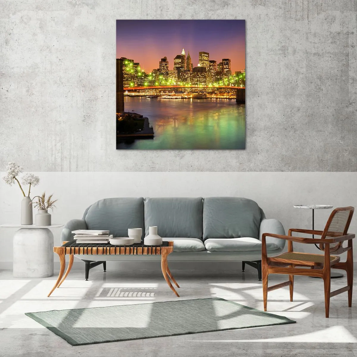 Tablou pe sticlă - Lumina nu se stinge niciodată aici - 70x70 cm