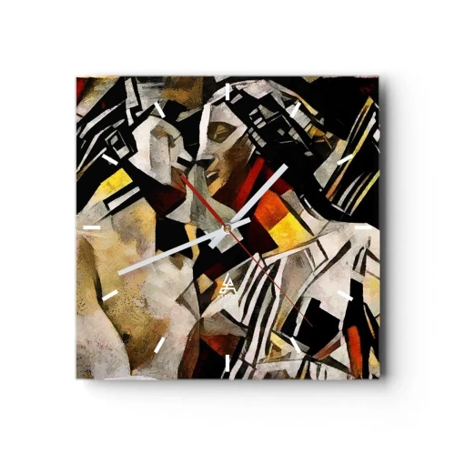 Ceas de perete - Ceas pe sticlă - Sărut statuar - 30x30 cm