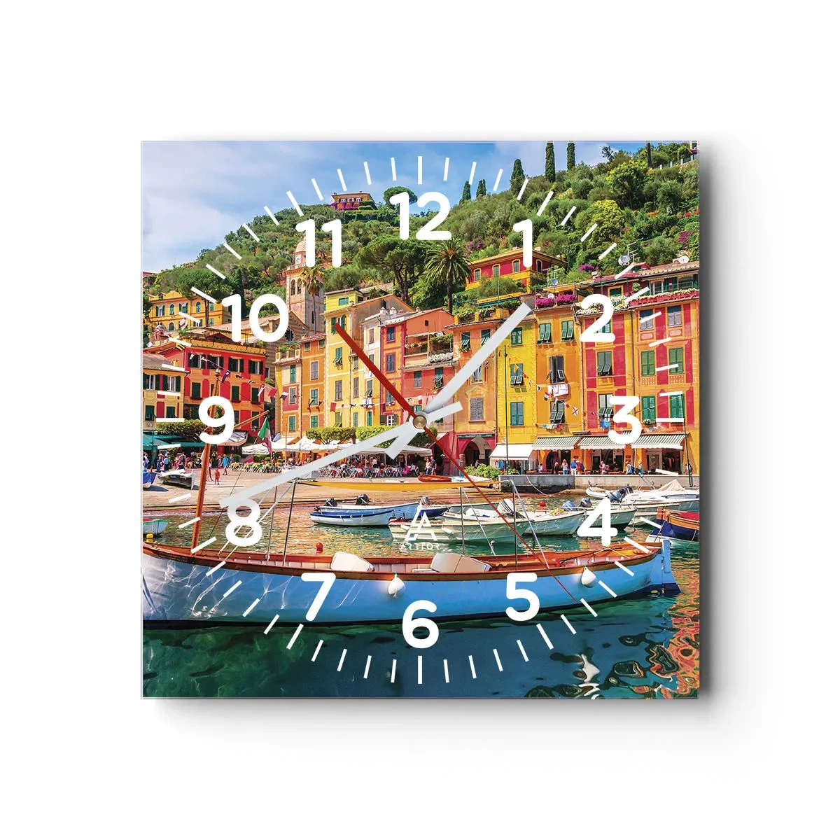 Ceas de perete - Ceas pe sticlă - O dimineață italiană - 40x40 cm