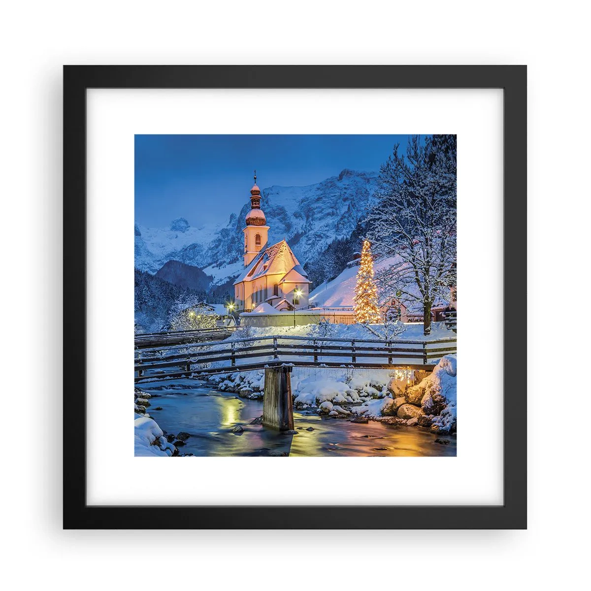 Poster în ramă neagră - Spiritul Crăciunului - 30x30 cm