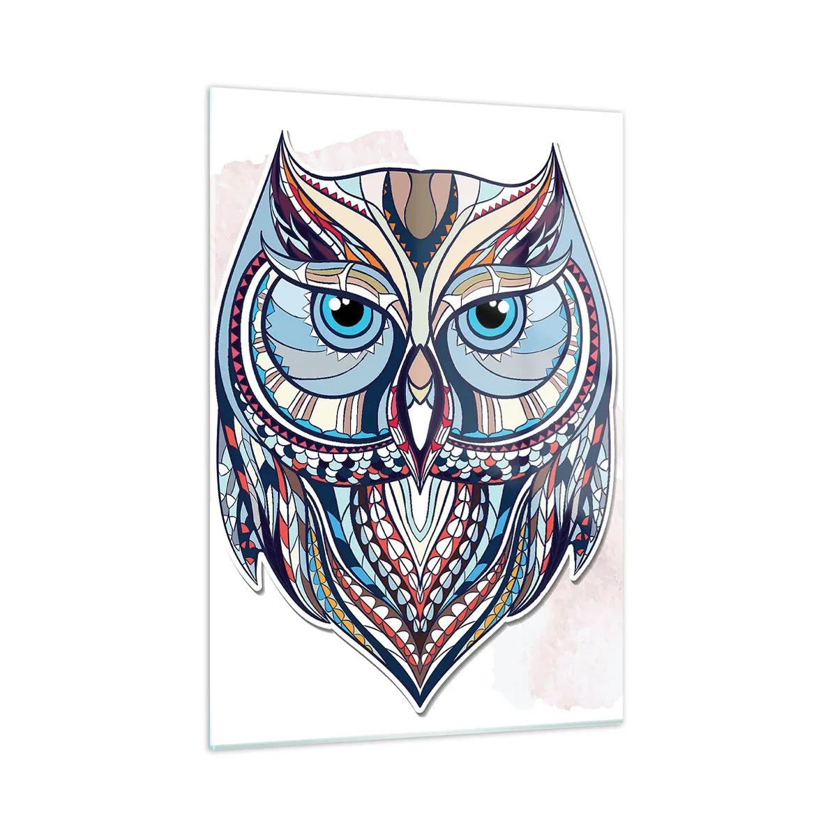 Tablou pe sticlă - Bufniță ornamentală artistică - 50x70 cm