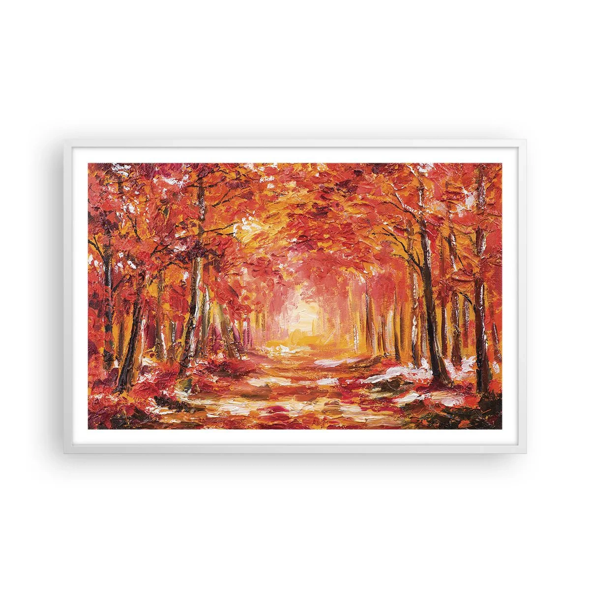 Poster în ramă albă - Pădurea de cupru - 91x61 cm