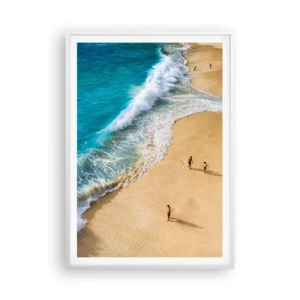 Poster în ramă albă - Și apoi soarele, plaja... - 70x100 cm