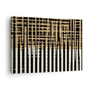 Tablou pe pânză Canvas - Linii abstracte în negru, bej și alb - 70x50cm - Abstracție arhitecturală - Decorațiune modernă pentru perete pentru living și dormitor ARTTOR