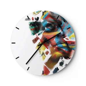 Ceas de perete - Ceas pe sticlă - Personalitate colorată - 40x40 cm