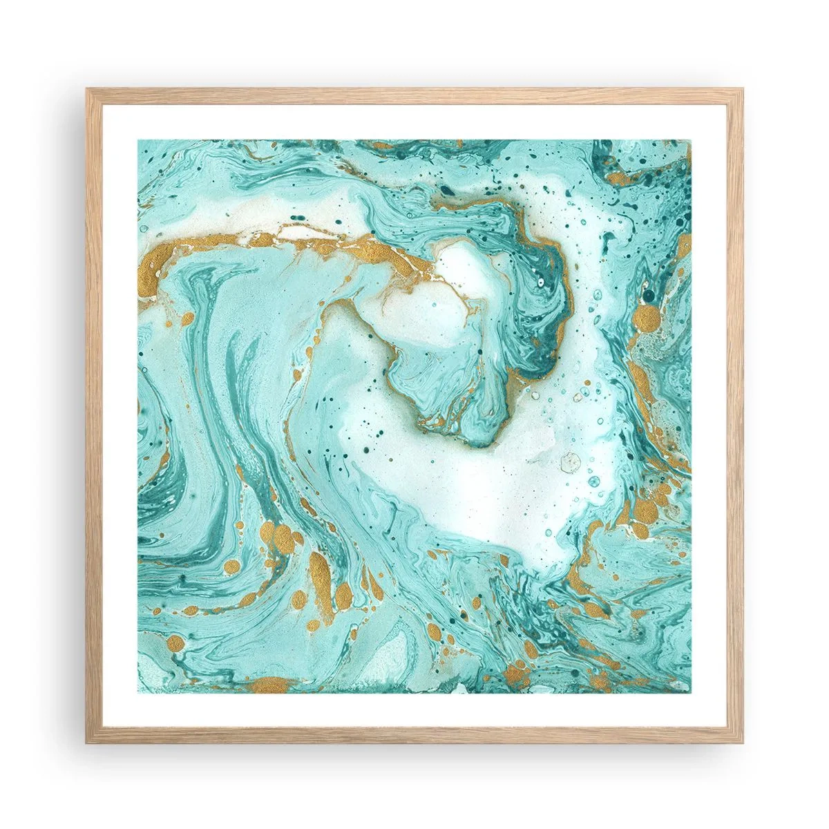 Poster în ramă de stejar deschis - Sub marele val al perioadei Edo - 60x60 cm