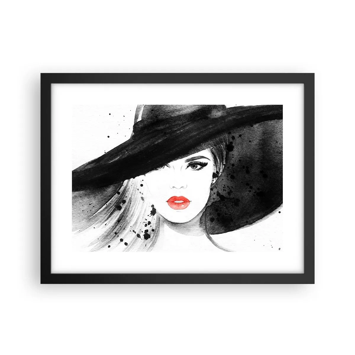 Poster în ramă neagră - Doamna în negru - 40x30 cm