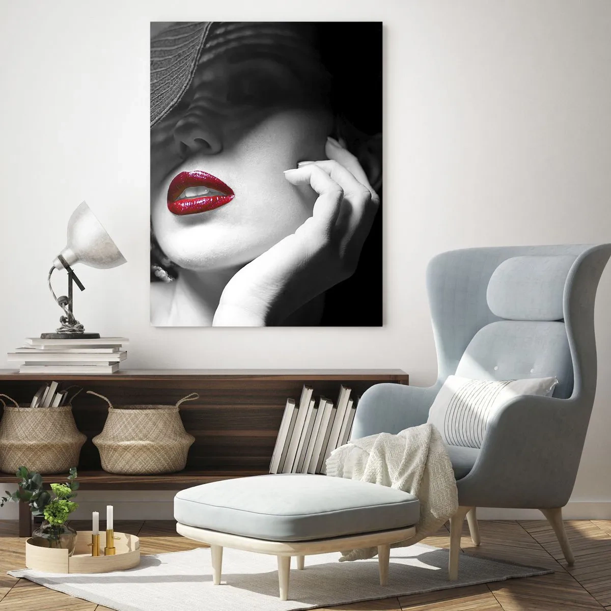 Tablou pe sticlă - Studiu în stacojiu - 50x70 cm