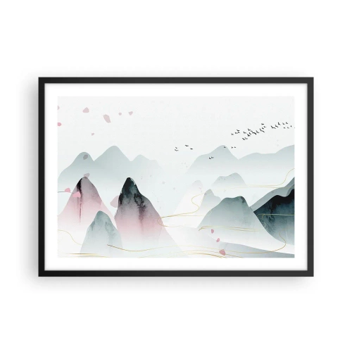 Poster în ramă neagră - Peste vârfuri - 70x50 cm