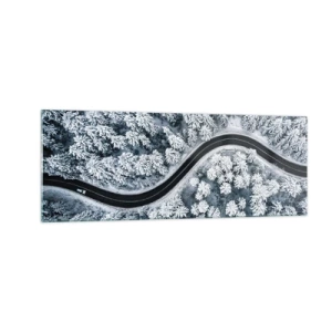 Tablou pe sticlă - Prin pădurea de iarnă - 140x50 cm