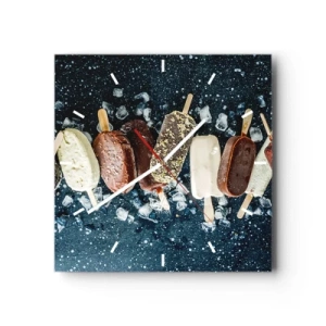 Ceas de perete - Ceas pe sticlă - Gustul unei veri fierbinți - 40x40 cm