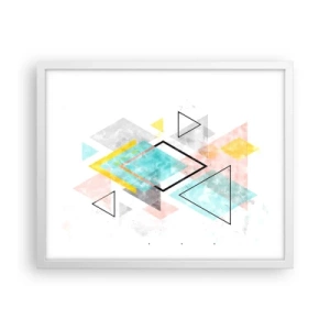 Poster în ramă albă - Joc geometric - 50x40 cm