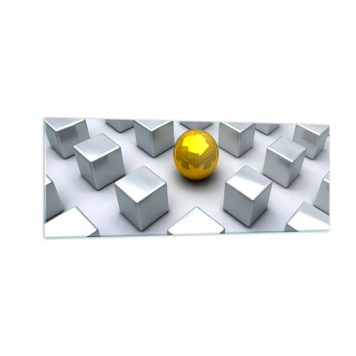 Tablou pe sticlă - De ce eu? Compoziție geometrică - 140x50 cm