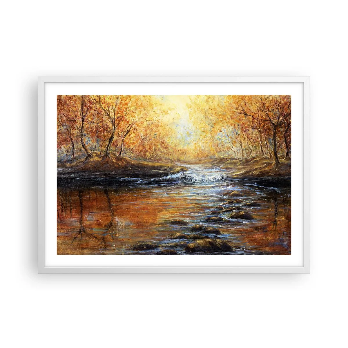 Poster în ramă albă - Pârâul de aur - 70x50 cm