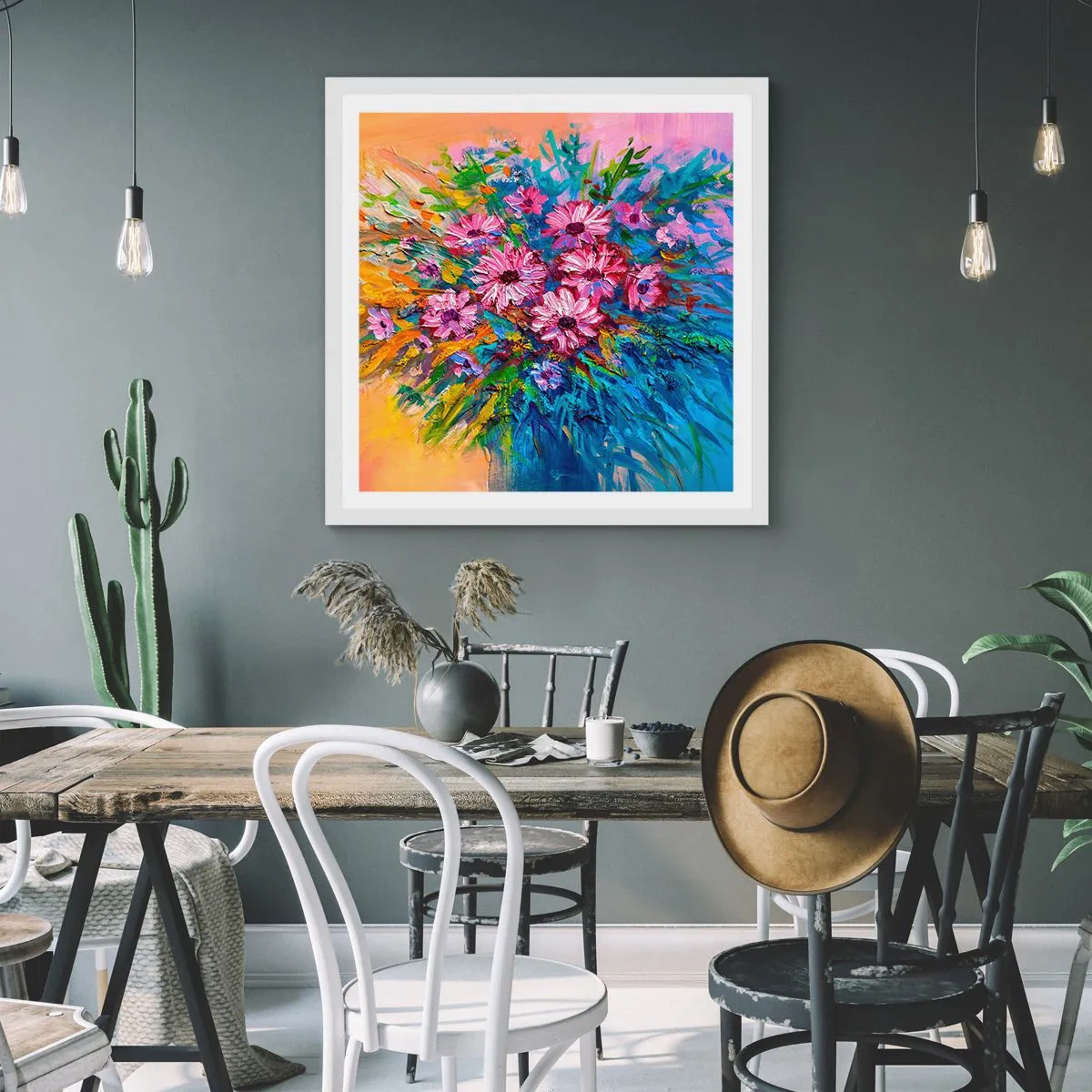 Poster în ramă albă - Energia vieții - 40x40 cm