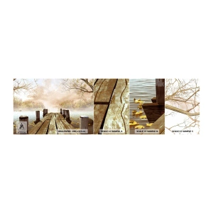 Mostră de Tapet Standard Eco - Tristețea blândă a toamnei - Peisaj, Lac, Pod de lemn - 100x30 cm