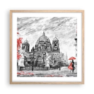 Poster în ramă de stejar deschis - Reuniune în Berlin - 50x50 cm