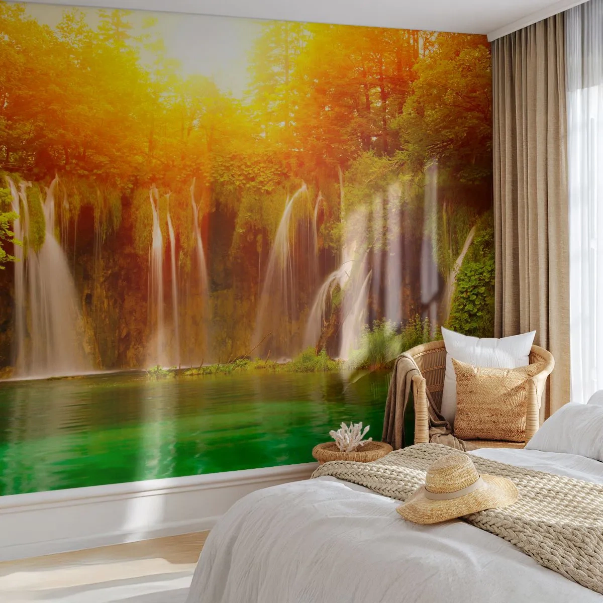 Tapet Premium Canvas - La soare și la umbră - Peisaj, Cascadă, Croaţia - 250x175 cm