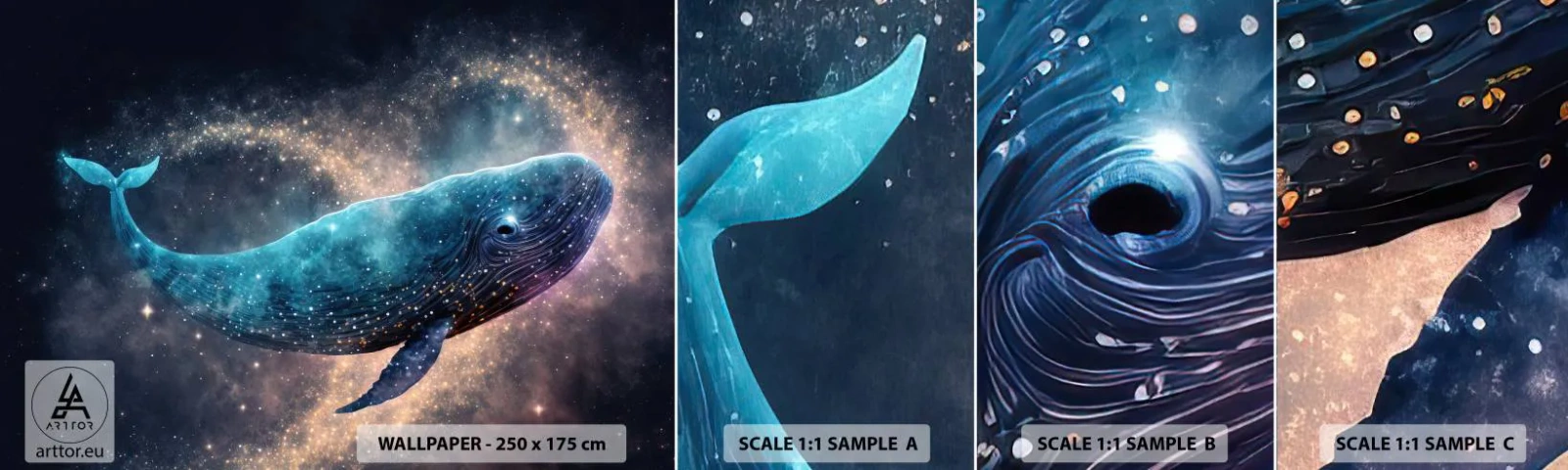 Mostră de Tapet Standard Eco - Există o lume... - Balenă, Magie, Fantastic - 100x30 cm