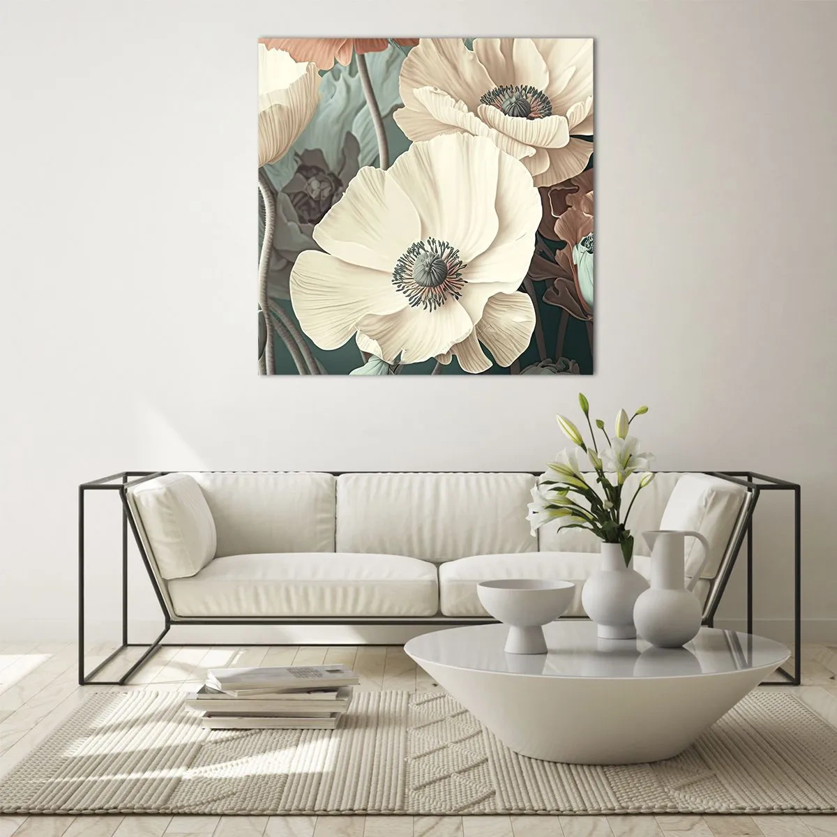 Tablou pe sticlă - Șoapta macilor - 60x60 cm