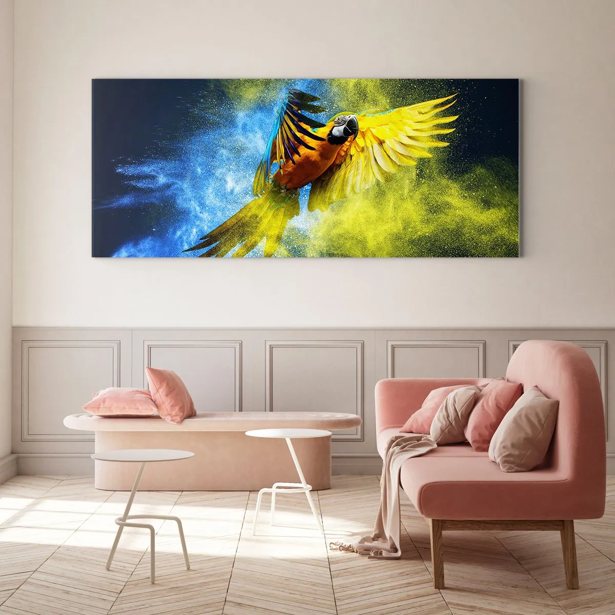 Tablou pe sticlă - În praful albastru-auriu - 140x50 cm