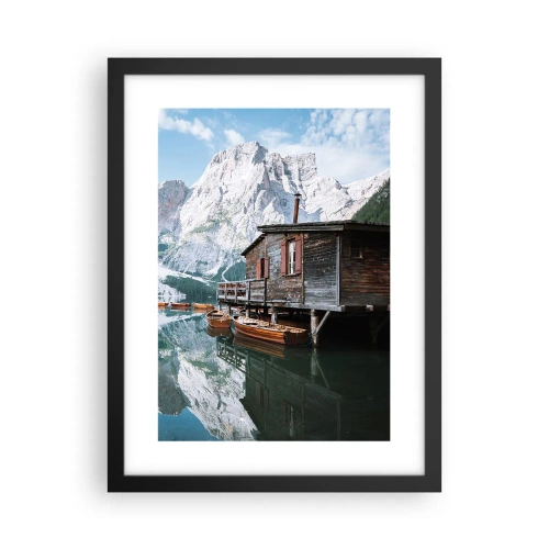 Poster în ramă neagră - Dimineață cristalină de munte - 30x40 cm