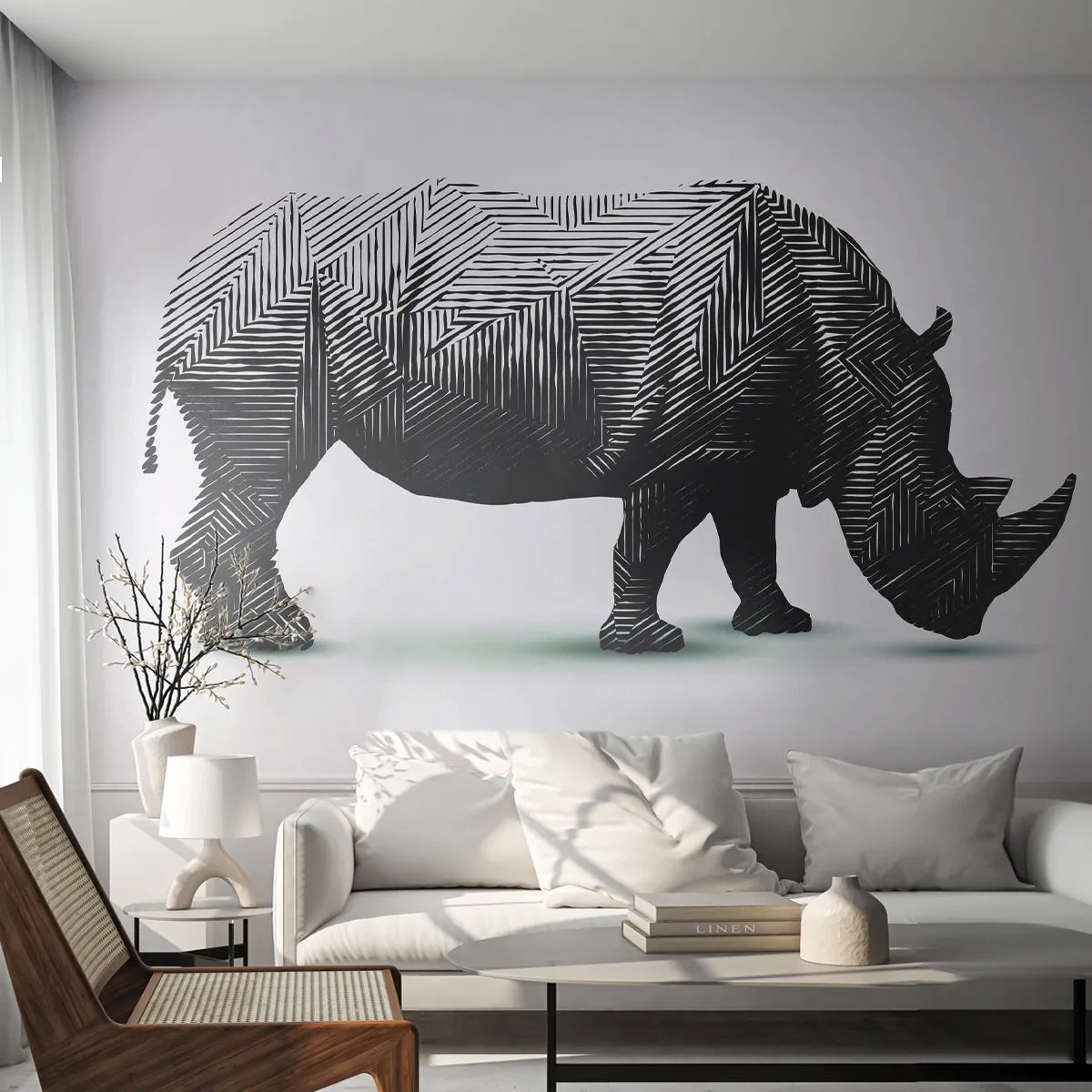 Tapet Standard Eco - Frumusețea geometrică a naturii - Animale, Rinocer, Grafică - 200x140 cm
