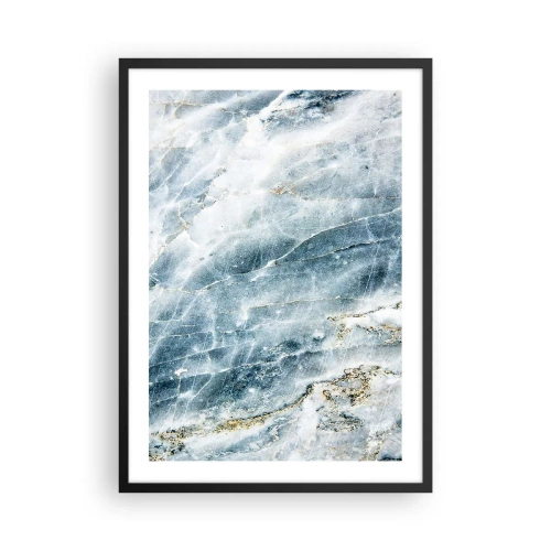Poster în ramă neagră - Marmură albastră cu vene subtile de aur - 50x70cm - Lumea de gheață - Decorațiune modernă pentru perete pentru living și dormitor ARTTOR