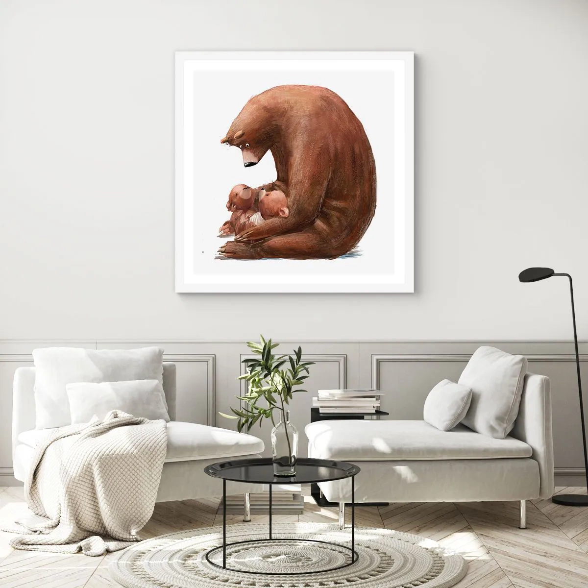 Poster în ramă albă - Vise plăcute, copii - 30x30 cm