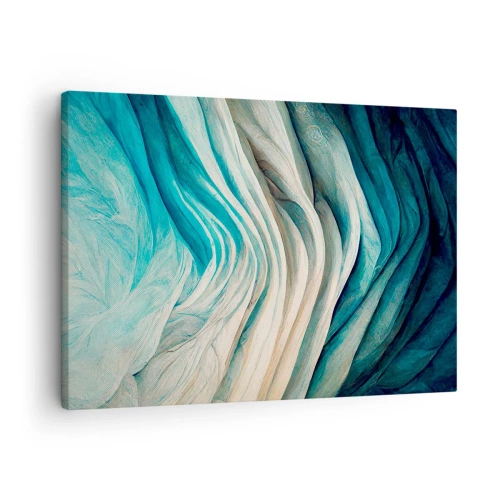 Tablou pe pânză Canvas - Valuri dinamice în nuanțe de albastru și alb - 70x50cm - Insațiabilitate albastră - Decorațiune modernă pentru perete pentru living și dormitor ARTTOR