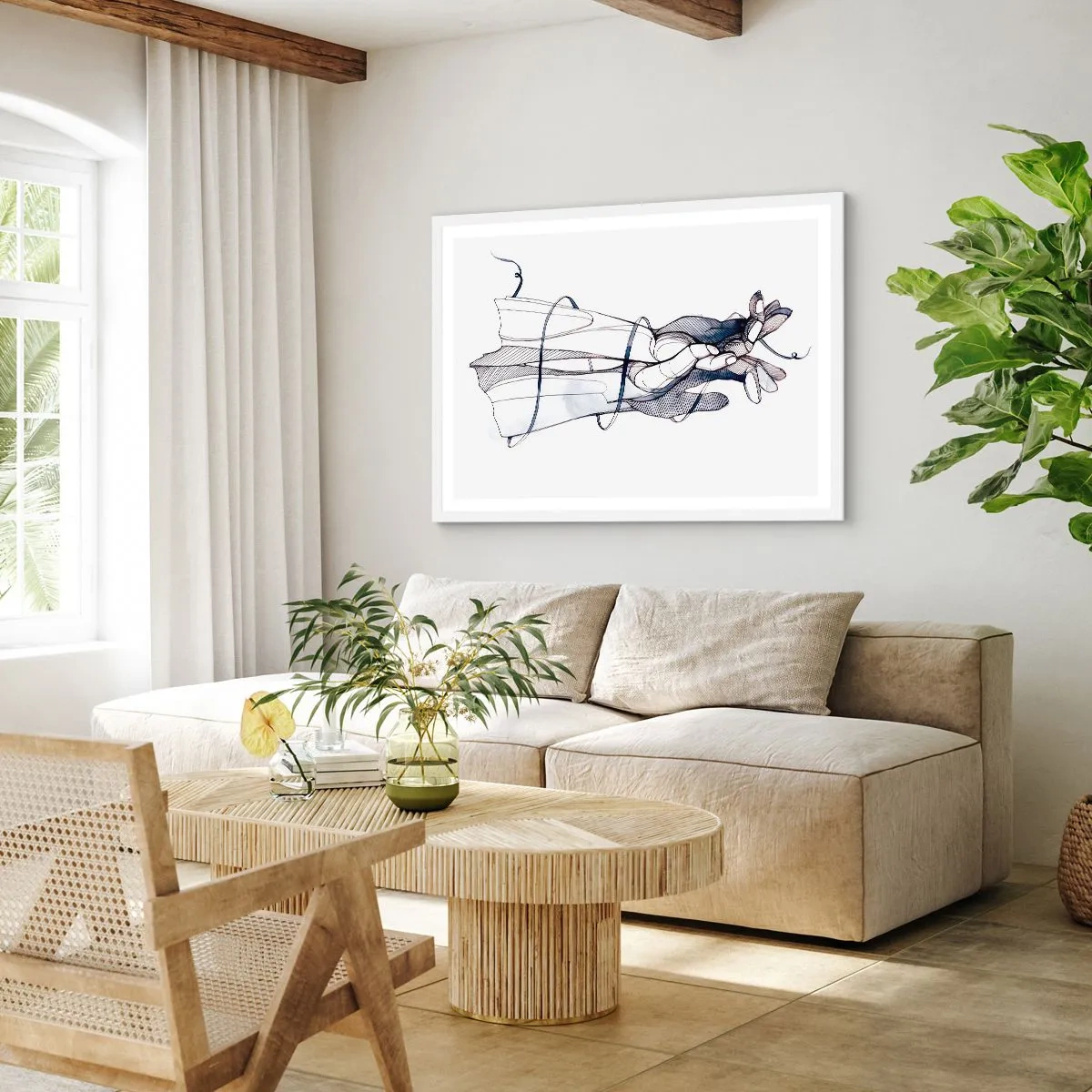 Poster în ramă albă - Un studiu al atingerii - 91x61 cm