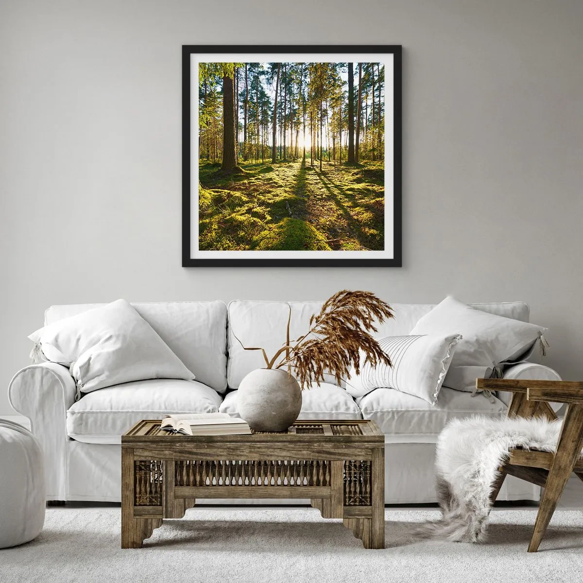 Poster în ramă neagră - Pădurea misterioasă - 30x30 cm