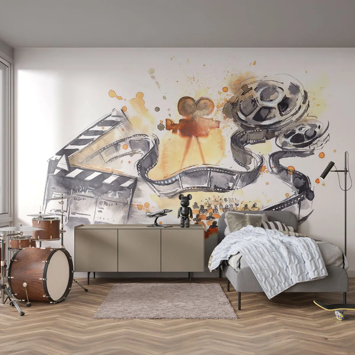 Tapet Standard Eco - În țara viselor - Proiector de film, Rolă de film, Cinematografie - 400x280 cm