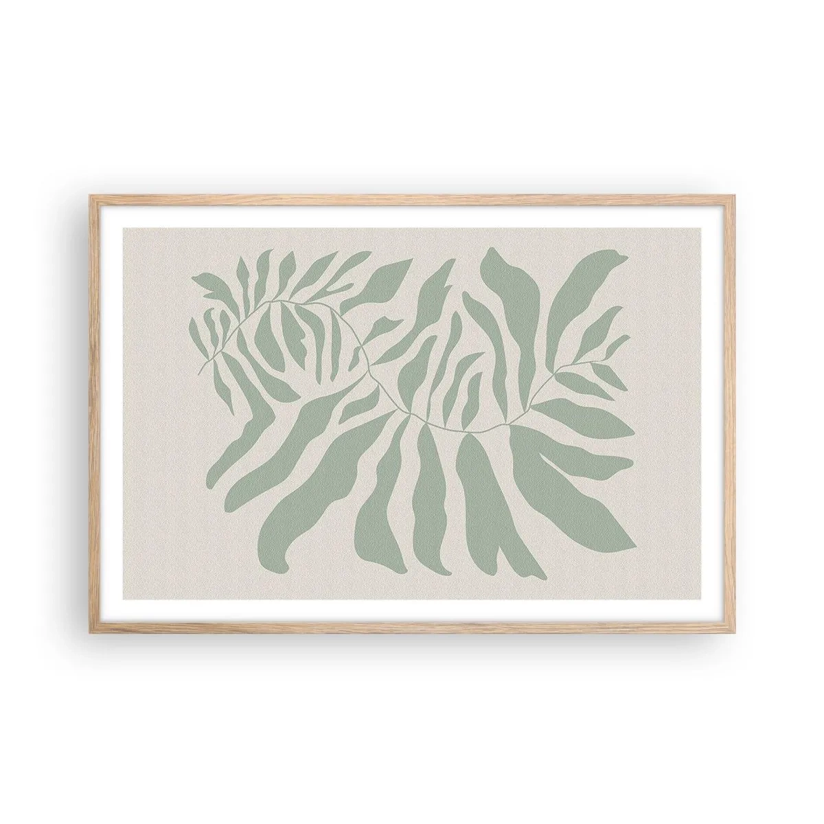 Poster în ramă de stejar deschis - Ramura de smarald - 91x61 cm