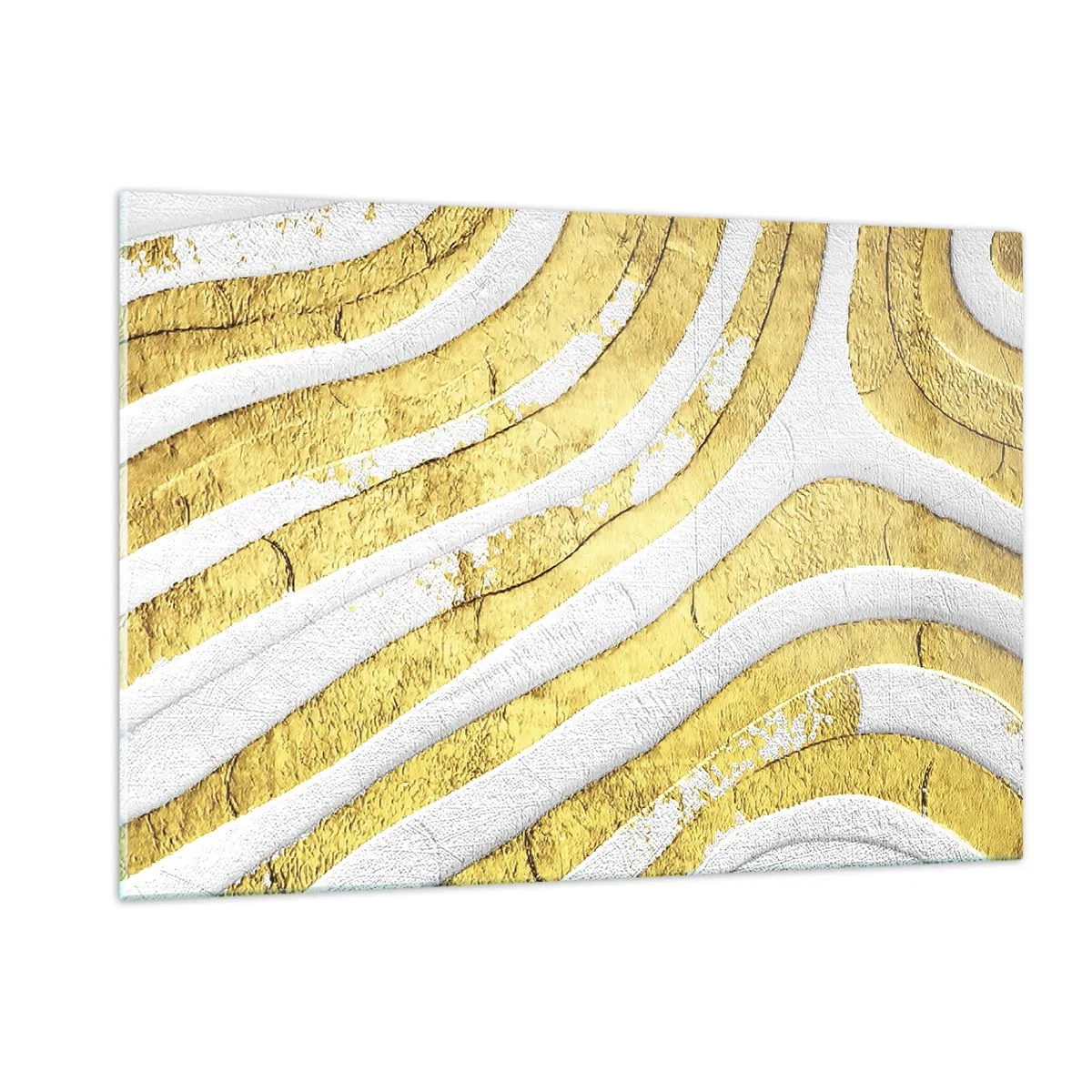 Tablou pe sticlă - Compoziția în alb și auriu - 120x80 cm
