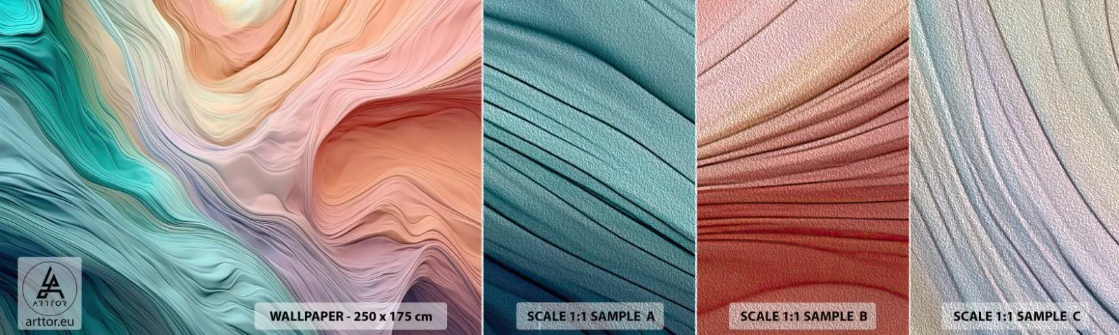 Mostră tapet Premium Sand - Valul curcubeu - Pasteluri, Abstracția, Textură - 100x30 cm