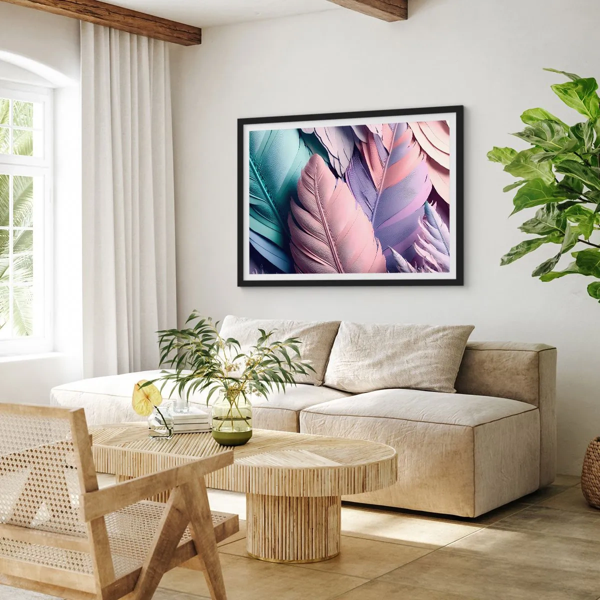 Poster în ramă neagră - Eleganța păsărilor - 70x50 cm