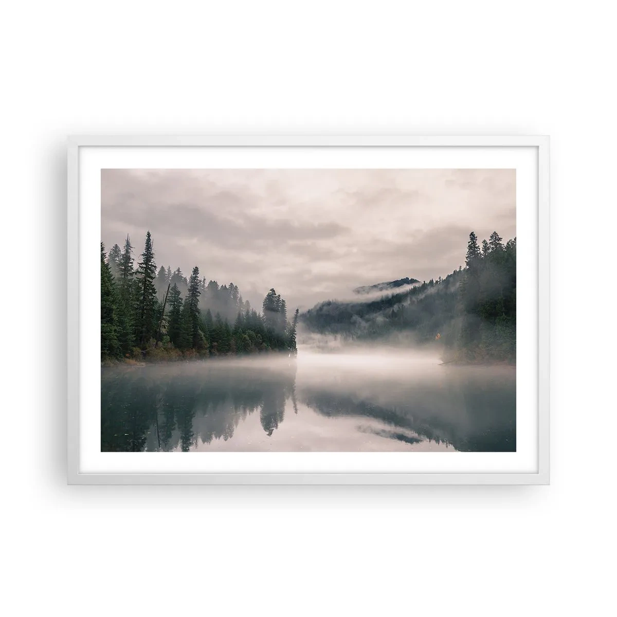 Poster în ramă albă - În reverie, în ceață - 70x50 cm