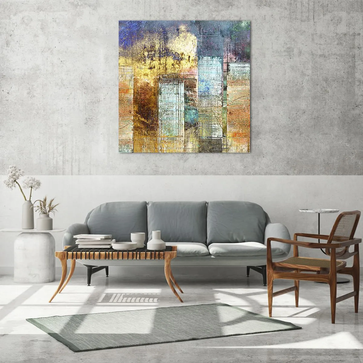 Tablou pe sticlă - Metropola însorită - 70x70 cm